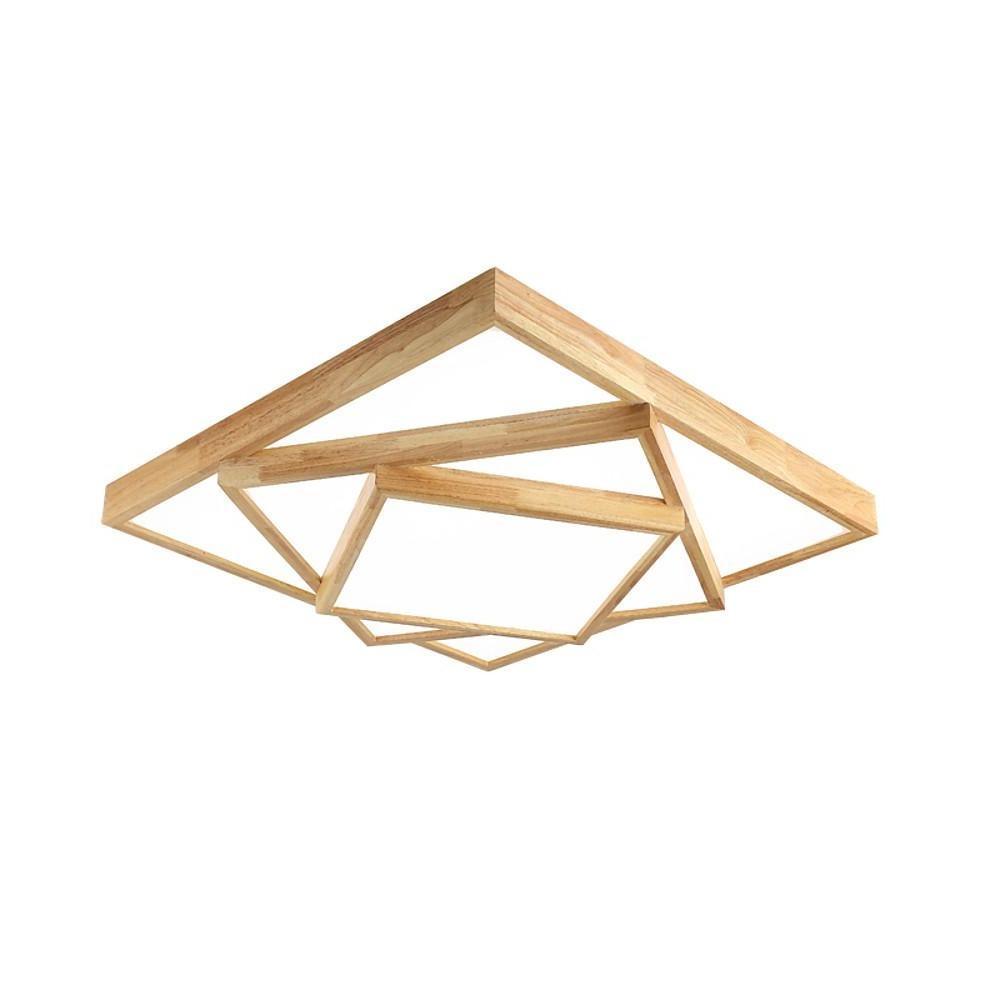 Artistic Wood Squares Dimmable LED Nordic Ceiling Light Flush Mount Lighting