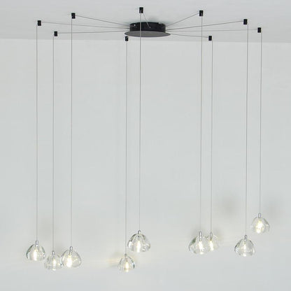 Contemporary Cluster Design Raindrop Chandelier Metal Crystal Ceiling Light