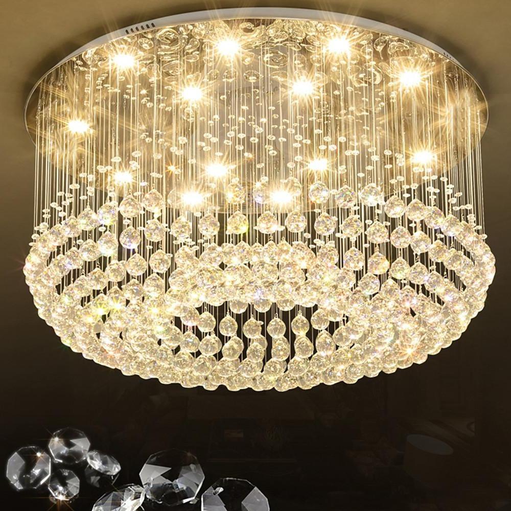 Glass-cicles Crystal LED Chandelier Drum Flush Mount Chandelier