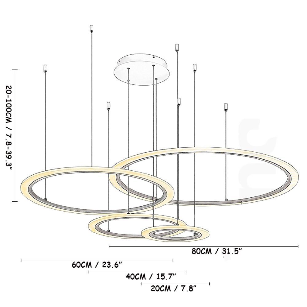 4 Circles Random Sizes Multi Light Pendant Metal Acrylic Ceiling Lights