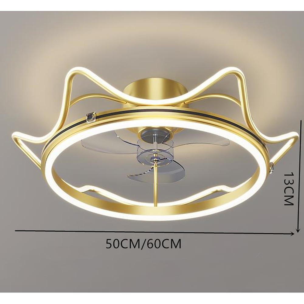 Crown Shaped Bedroom Ceiling Fans with LED lights Gold Bladeless Ceiling Fan Light