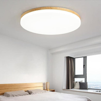 Circular Minimalist Flush Mount Dining Room Light Bamboo Acrylic LED Ceiling Lights