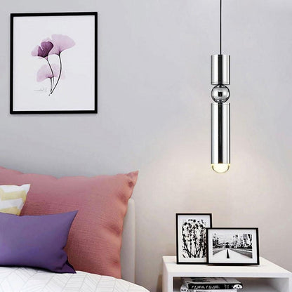 Elongated Cylindrical Electroplated Metal LED Modern Pendant Lighting