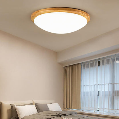 14'' LED Dimmable Wood Flush Mount Light Nordic LED Bamboo Bedroom Ceiling Lights