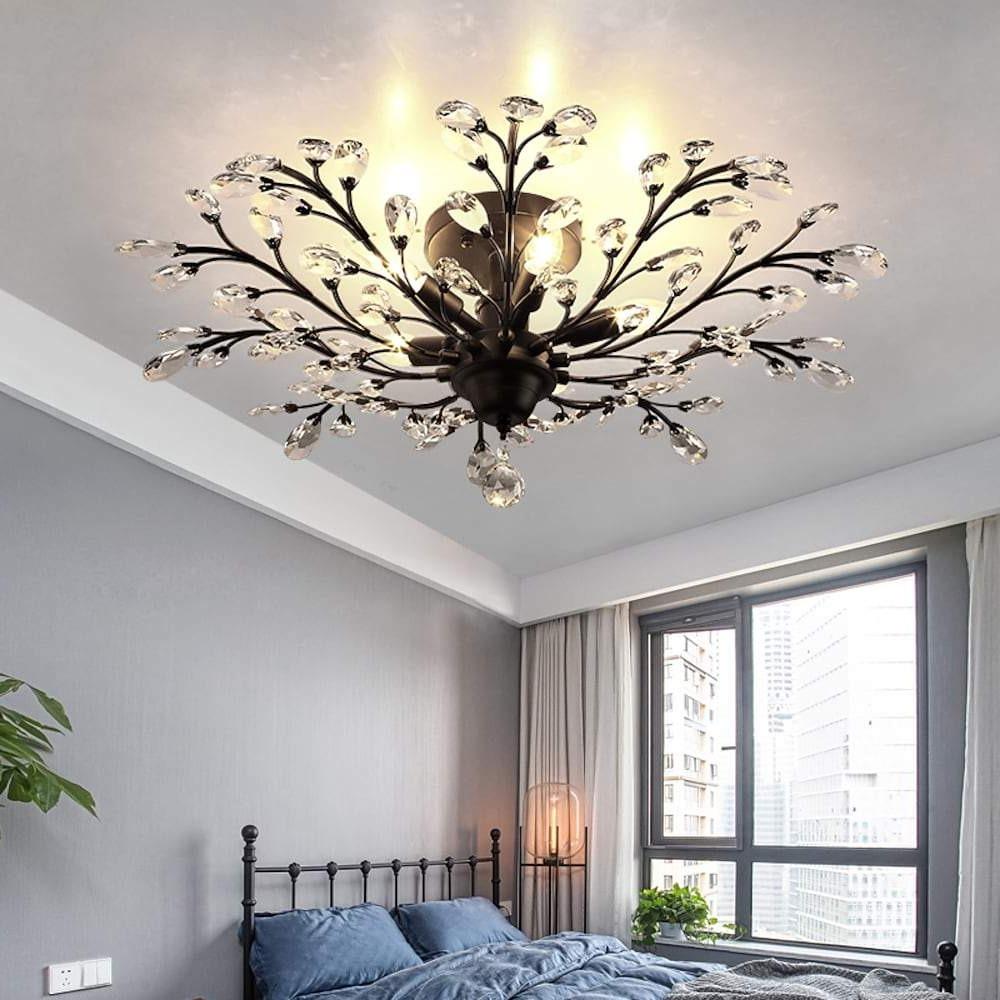 Unique Contemporary Chandeliers Crystal Flower Chandelier for Living Room