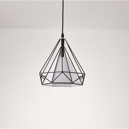 Geometrical Lantern Classic Island Pendant Lights Metal Fabric Ceiling Light