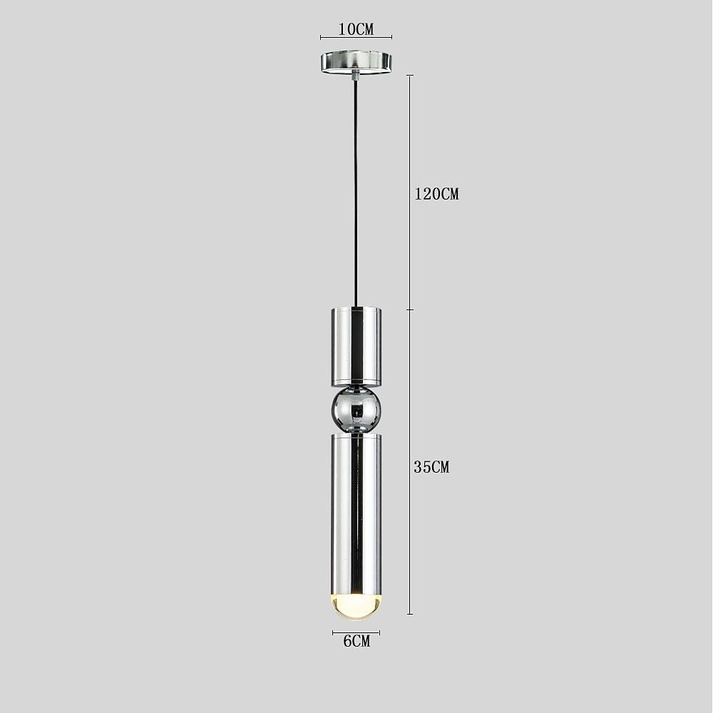 Elongated Cylindrical Electroplated Metal LED Modern Pendant Lighting