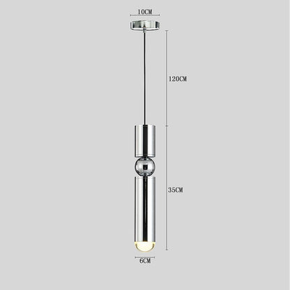 Elongated Cylindrical Electroplated Metal LED Modern Pendant Lighting