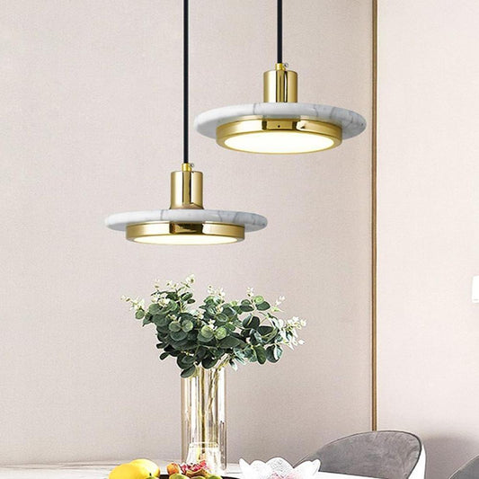 Double Circle Pendant Lighting Classic Metal Marble Island Pendant Lights