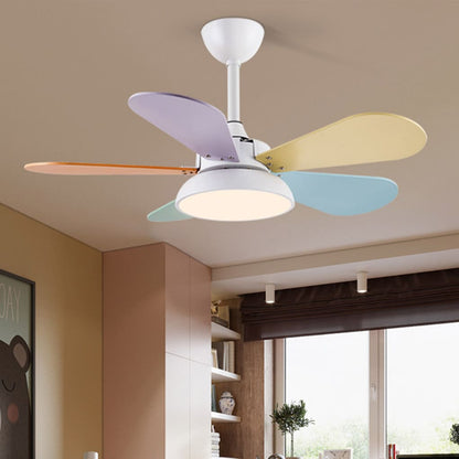 Nordic Frequency Conversion Cartoon Reversible Noiseless Kids Ceiling Fan with Lights