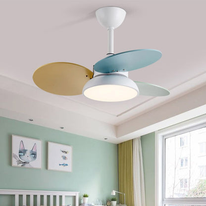 Nordic Frequency Conversion Cartoon Reversible Noiseless Kids Ceiling Fan with Lights