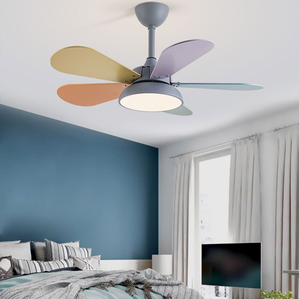 Nordic Frequency Conversion Cartoon Reversible Noiseless Kids Ceiling Fan with Lights