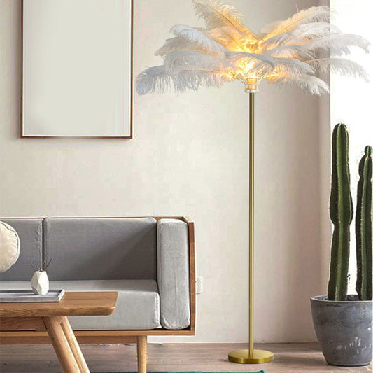 30 Inch Statement Ostrich Feather Decorative Accent Floor Lamp