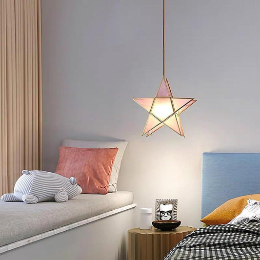 Double Star Shaped Kitchen Pendant Lights Copper Glass Pendant Lighting