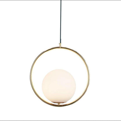 Electroplated Circle Glass Globe LED Nordic Pendant Lighting Hanging Lamp