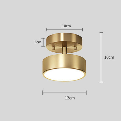 Circular Electroplated Copper LED Nordic Adjustable Ceiling Lights Flush Mount Lighting