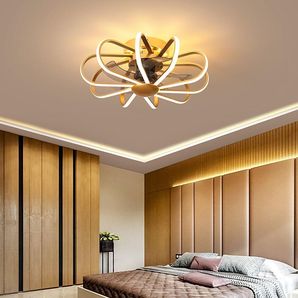 5 Blade Modern Ceiling Fans With Surrounding Exterior LED Lights