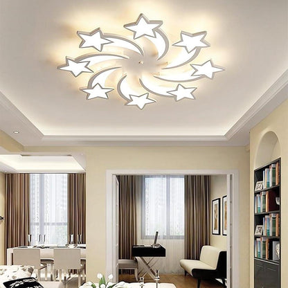 Celestial Shooting Stars Flush Mount Ceiling Light- LED, Dimmable, White, 5 to 15 Star Lights