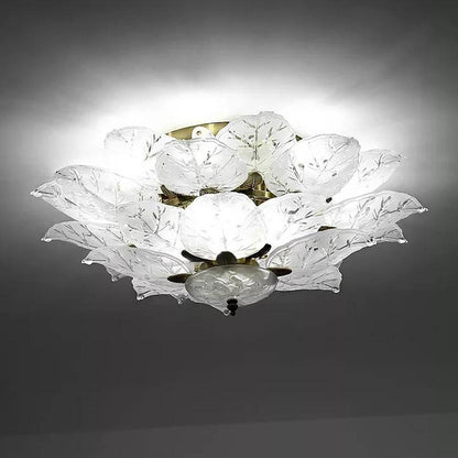 Leaves Flush Mount Ceiling Light Metal Glass Unusual LED Light