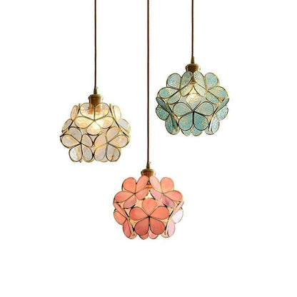 Ornate Flower Island Kitchen Pendant Lighting Copper Crystal Pendant Lighting