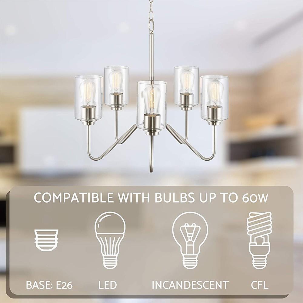 5-light Candelabra Design Electroplated Glass Modern Chandeliers