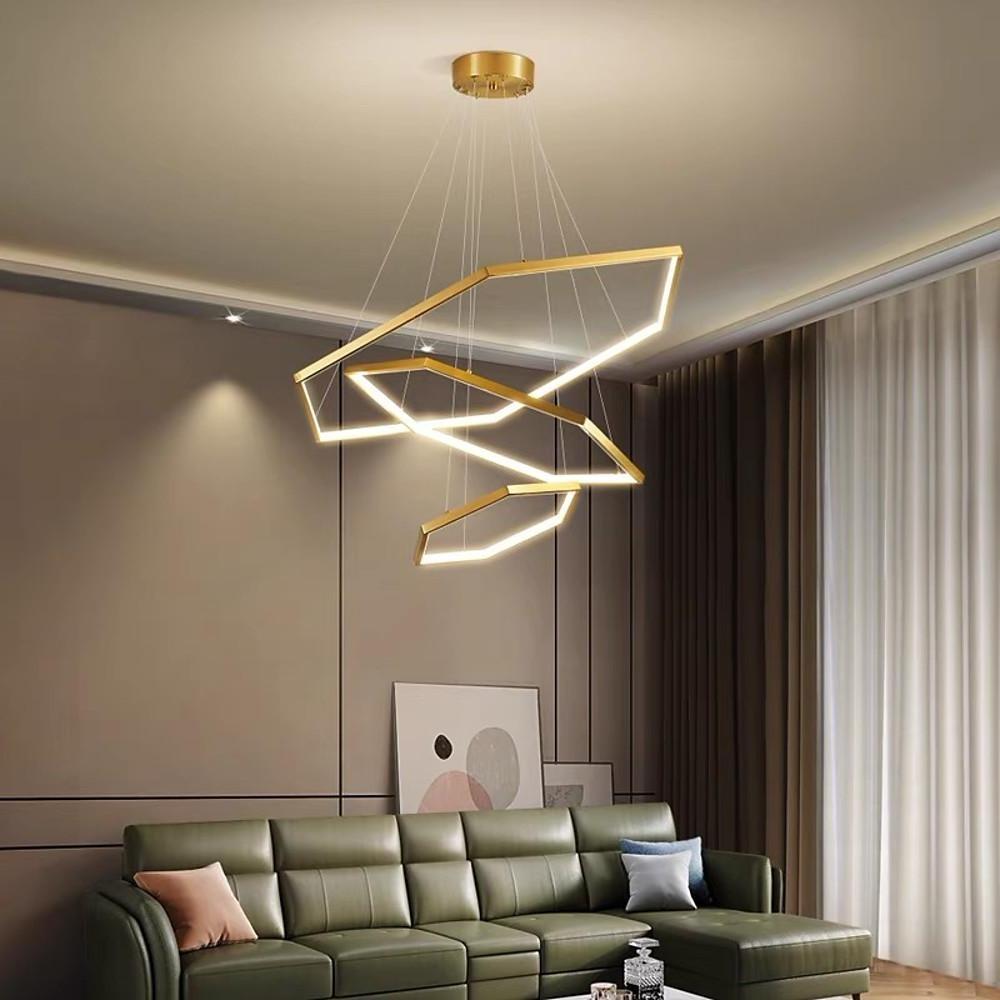 Geometric Ring Electroplated Stainless Steel LED Modern Chandelier Pendant Light