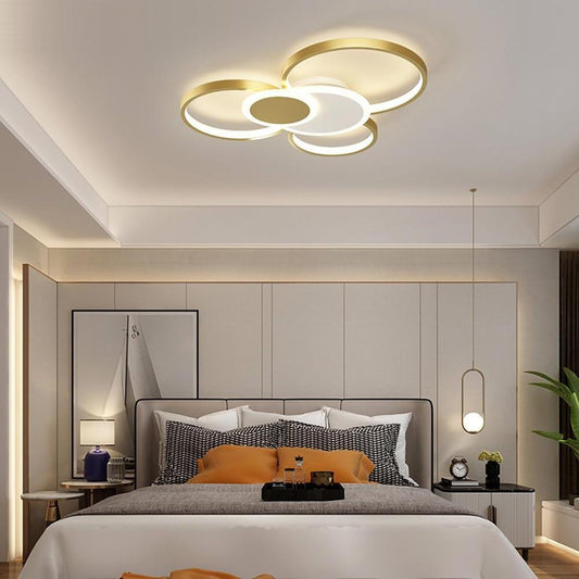 Modern LED Circles Flush Mount Ceiling Light Artistic Eclipse Design, Energy-Efficient Lighting