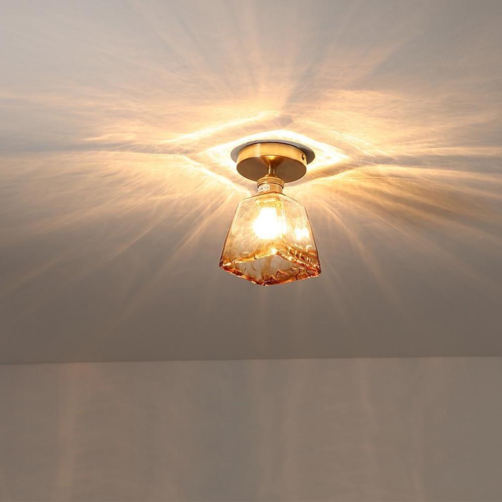 Creative Glass Lantern LED Electroplated Modern Pendant Light Ceiling Lights