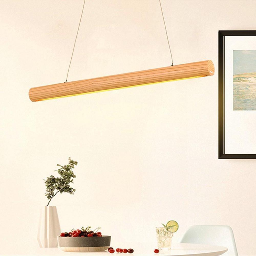 Wood Strip Design LED Modern Kitchen Pendant Lighting Chandeliers