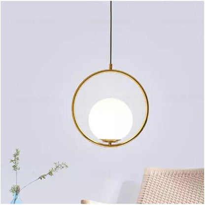 Electroplated Circle Glass Globe LED Nordic Pendant Lighting Hanging Lamp