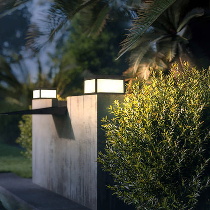 Black Square Cube Outdoor Post LED Pier Mount Light