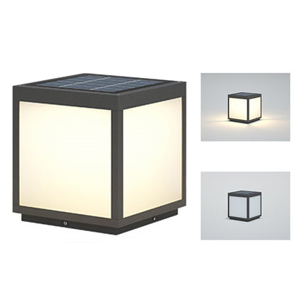 Black Square Cube Outdoor Post LED Pier Mount Light