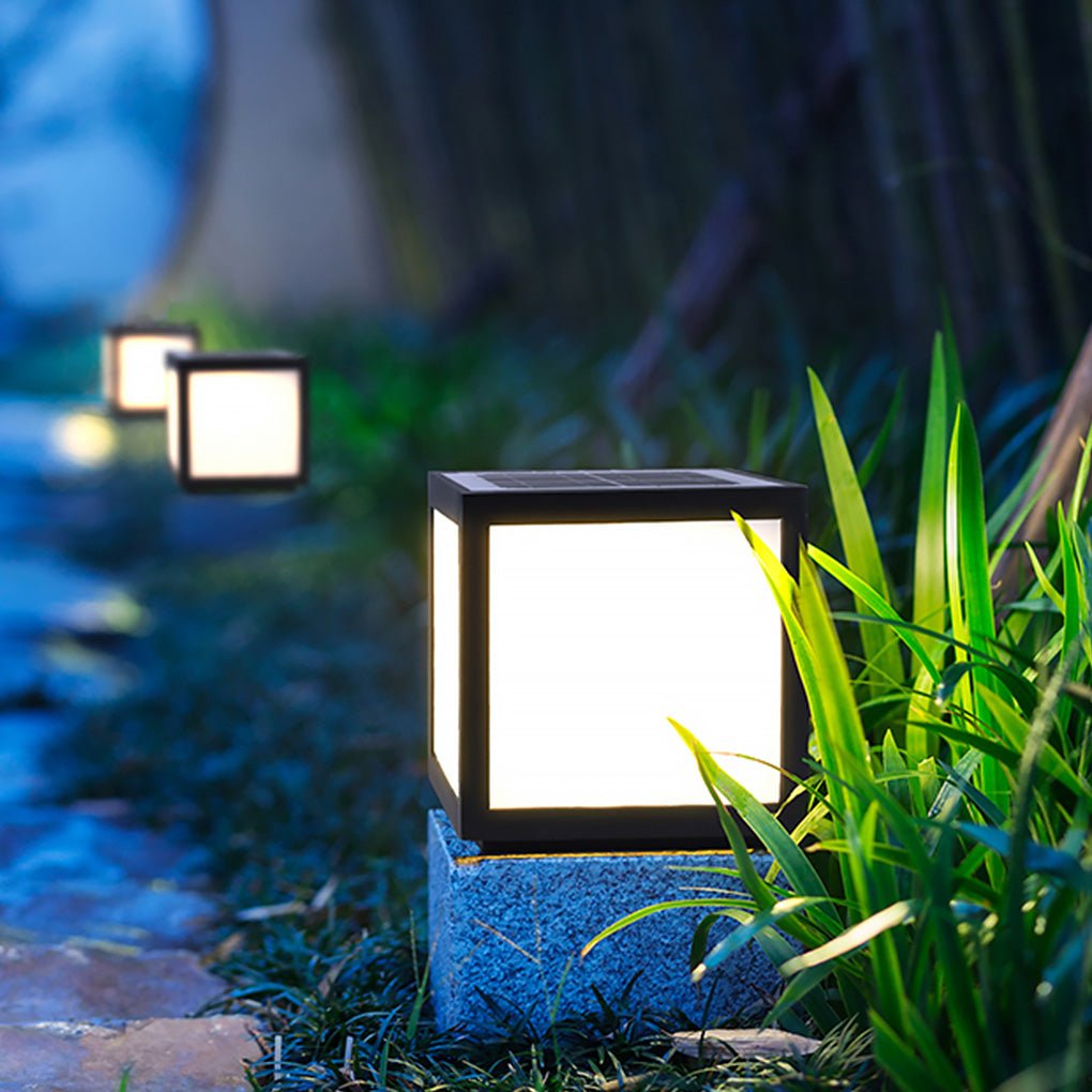 Black Square Cube Outdoor Post LED Pier Mount Light