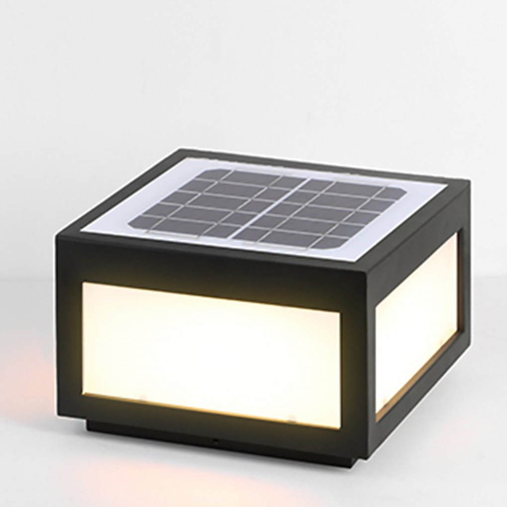 Black Square Cube Outdoor Post LED Pier Mount Light