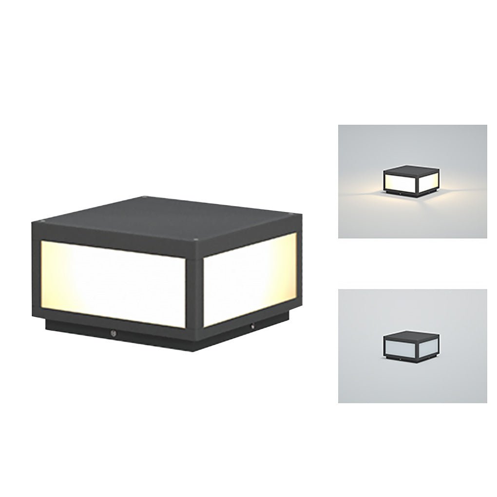 Black Square Cube Outdoor Post LED Pier Mount Light