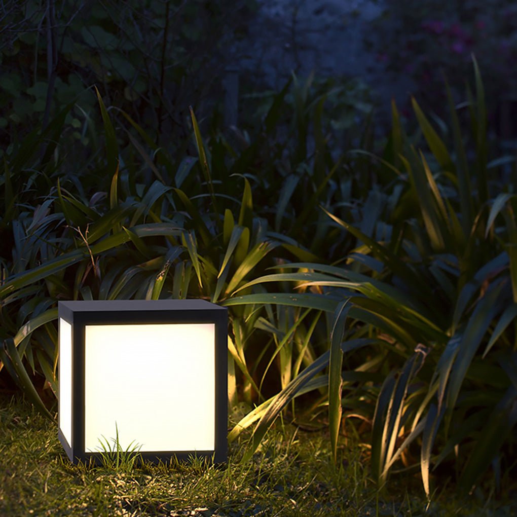 Black Square Cube Outdoor Post LED Pier Mount Light