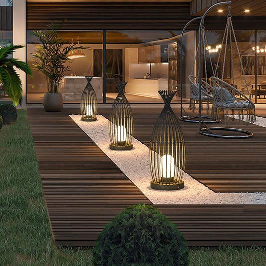 Industrial Courtyard Waterproof Caged LED Floor Lamp