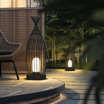 Industrial Courtyard Waterproof Caged LED Floor Lamp