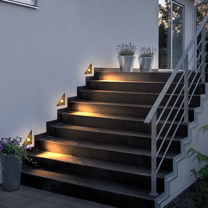 Triangle In-Wall Step Lights 110-220V LED Outdoor Wall Mounted Stairs Lights for Courtyard Garden