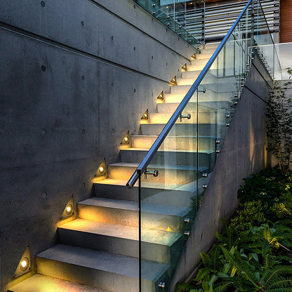 Triangle In-Wall Step Lights 110-220V LED Outdoor Wall Mounted Stairs Lights for Courtyard Garden