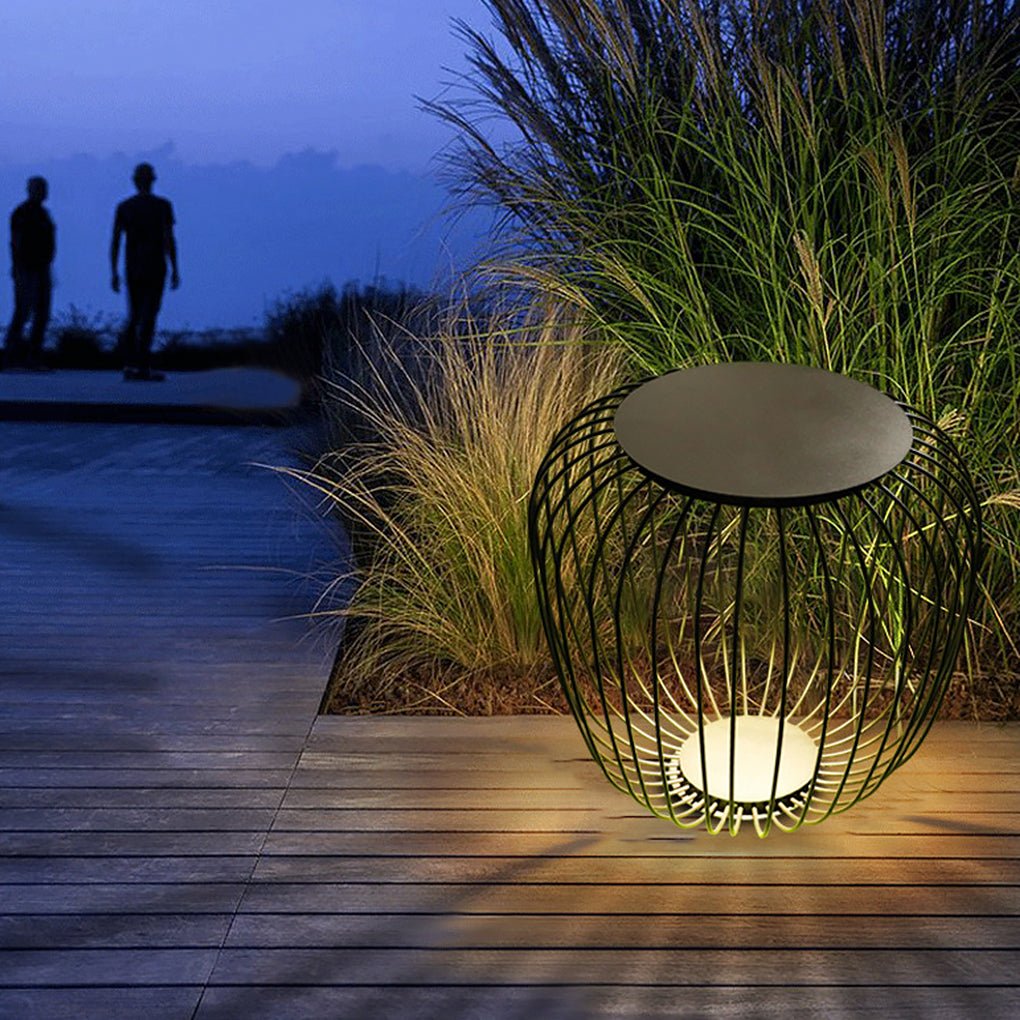 Outdoor Waterproof Cage Shape Stool Table Lamp LED Landscape Lighting Courtyard Lamp