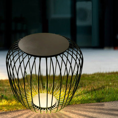 Outdoor Waterproof Cage Shape Stool Table Lamp LED Landscape Lighting Courtyard Lamp