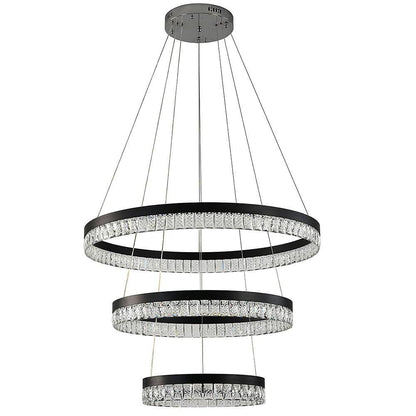 3 Tiered Circles LED Crystal Modern Chandeliers Pendant Light Hanging Lamp