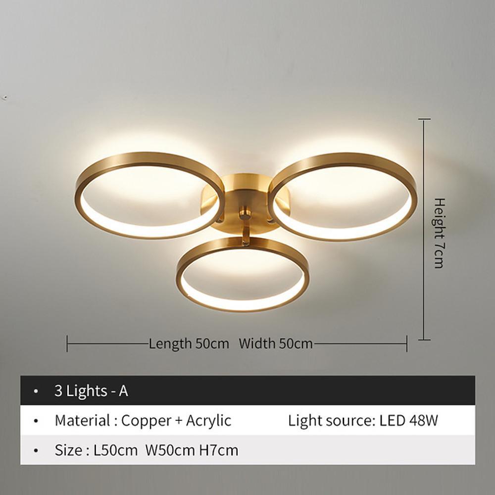 3-light Circular Copper LED Modern Flush Mount Lighting Ceiling Lights