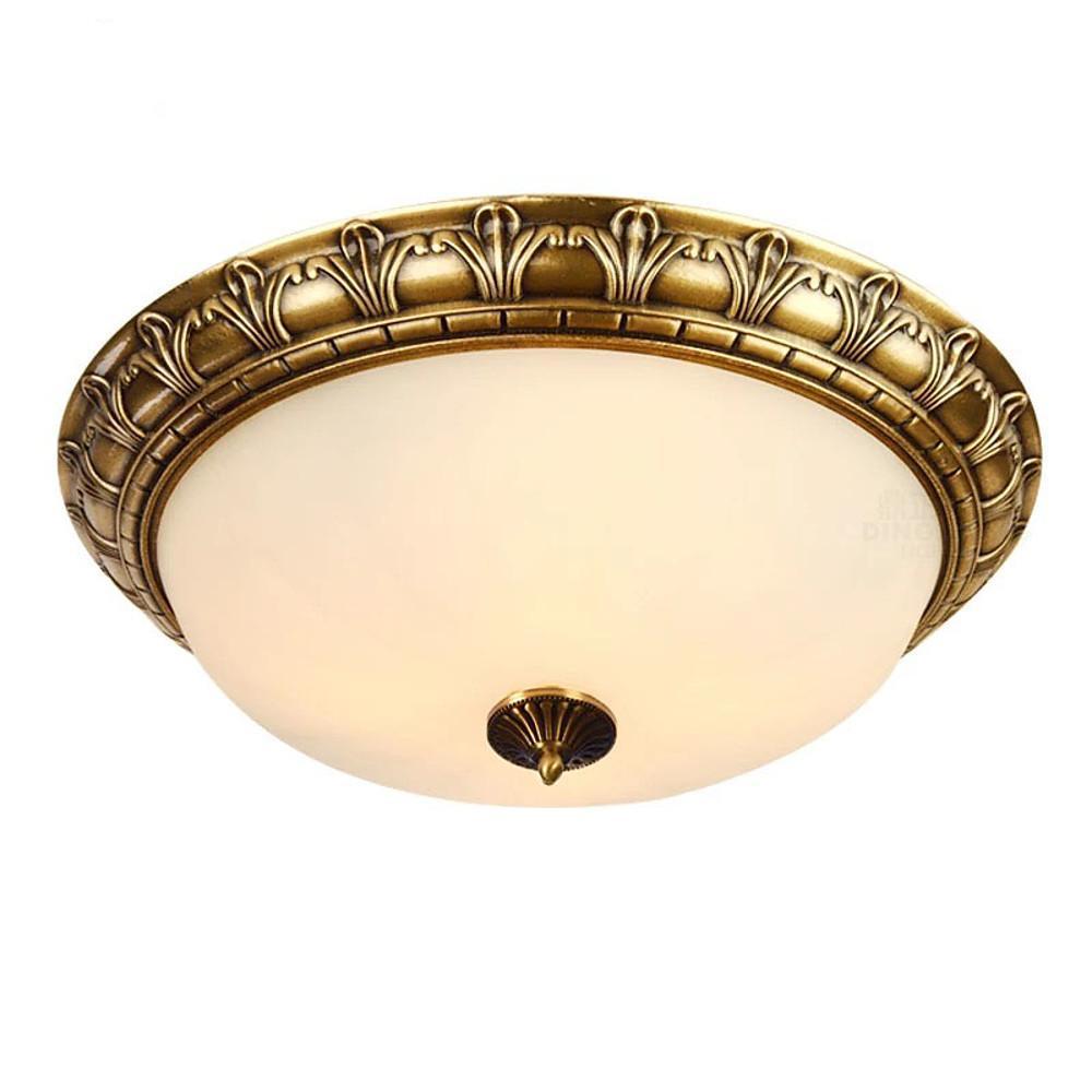 Antique Flush Mount Ceiling Light Vintage Bronze & Frosted Glass Light Fixture