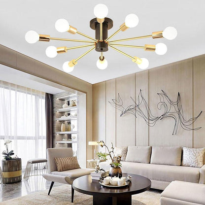 Industrial Sputnik Chandelier Geometric Gold Chandelier for Living Room