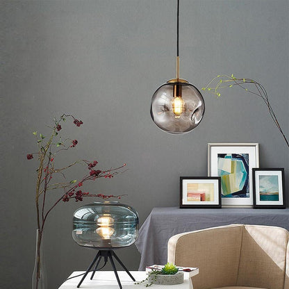 Electroplated Glass Globe LED Modern Pendant Lighting Hanging Lamp Island Lights