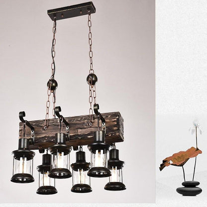 6 Lantern Farmhouse Chandelier Wood Chandeliers Ceiling Light