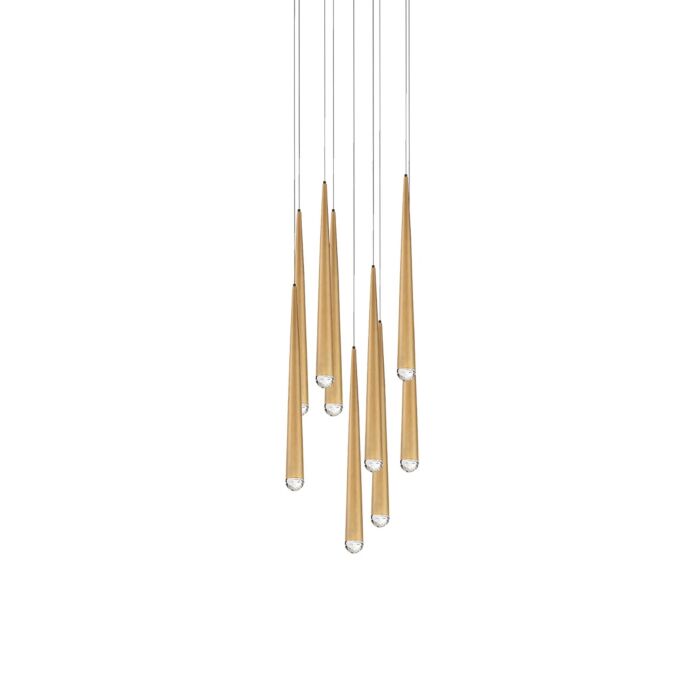 Cascade 9-Light LED Pendant in Aged Brass