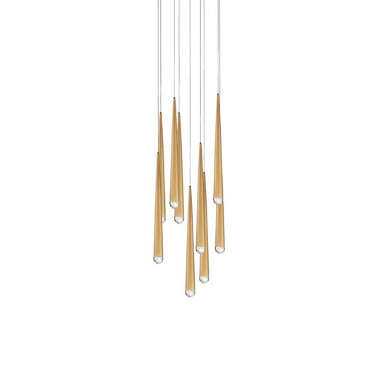 Cascade 9-Light LED Pendant in Aged Brass